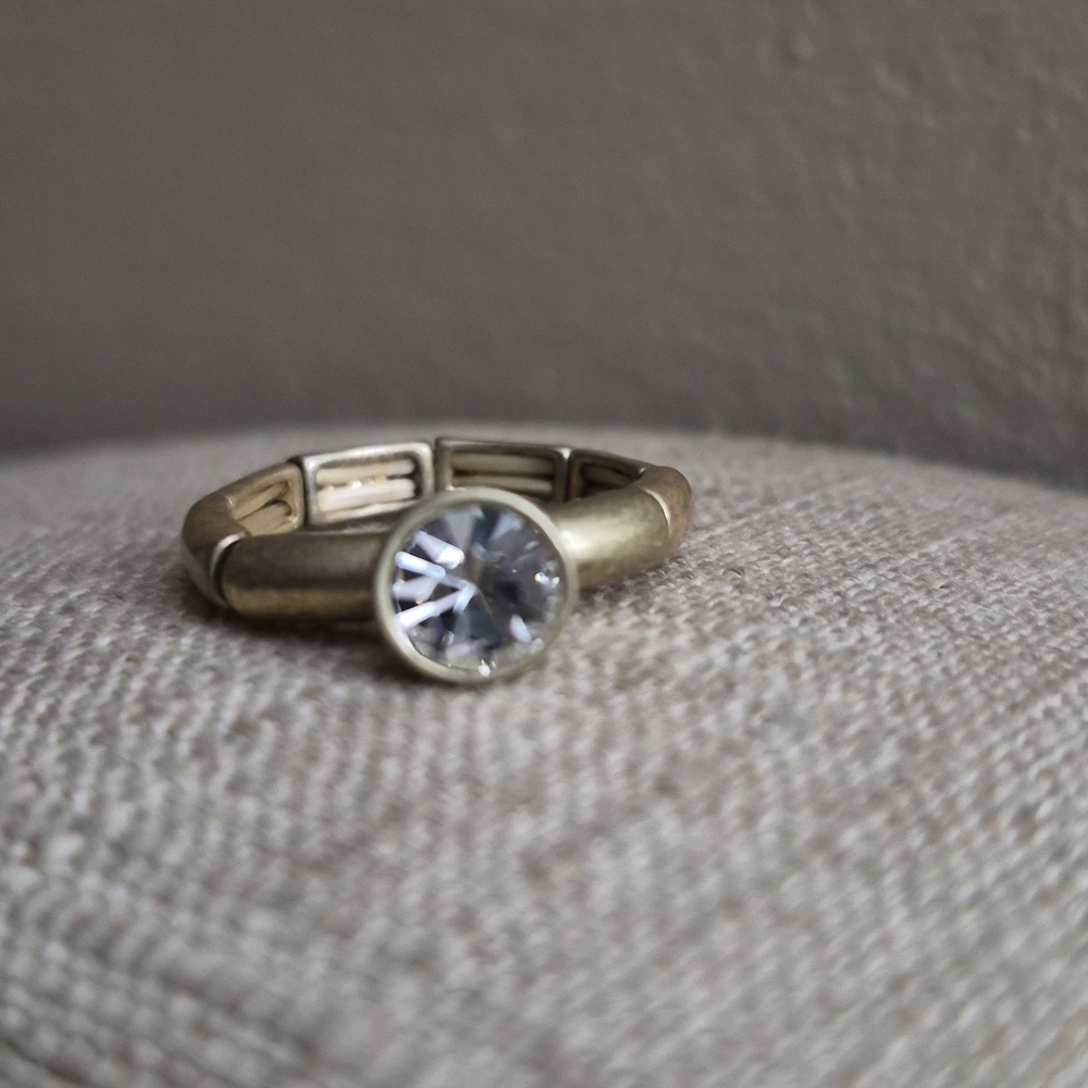 Round Bezel Set Crystal Statement Engagement Flex… - image 8